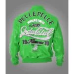 Pelle Pelle Soda Club Green Jacket Pelle Pelle Soda Club Green Jacket with iconic embroidered back logo Soda Club embroidery on Pelle Pelle Green Jacket