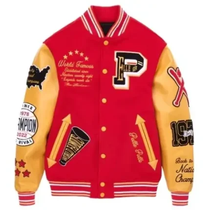 Pelle Pelle World Famous Varsity Leather Jacket 100% genuine Authentic Pelle Pelle varsity leather jacket front view Pelle Pelle World Famous Jacket – premium genuine leather