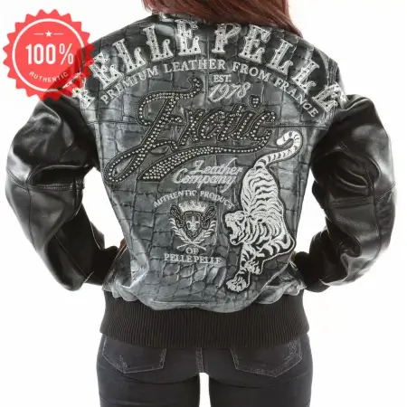 Pelle Pelle Exotic Leather Jacket Pelle Pelle Exotic Leather Jacket Front view of Pelle Pelle Exotic Leather Jacket Close-up details of Pelle Pelle Exotic Leather Jacke