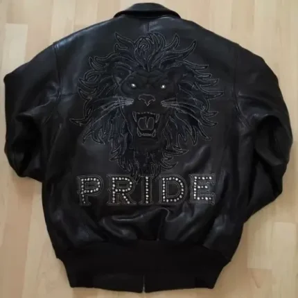 Pelle Pelle Pride Studded Black Leather Jacket Pelle Pelle Black Studded Jacket Back Design Genuine Pelle Pelle Pride Studded Jacket for Men