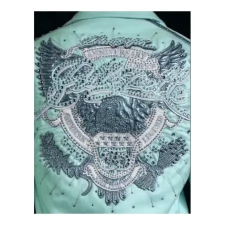 Pelle Pelle 35th Anniversary Cyan Wool Jacket Authentic Pelle Pelle 35th Anniversary Cyan Wool Jacket crafted from 100% genuine wool blend with premium embroidery and limited-edition design.