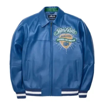 Pelle Pelle Blue MB Leather Jacket – Legends Live Forever Edition Authentic Pelle Pelle Men’s Jacket in Blue Leather 100% Genuine Original Pelle Pelle Blue MB Jacket