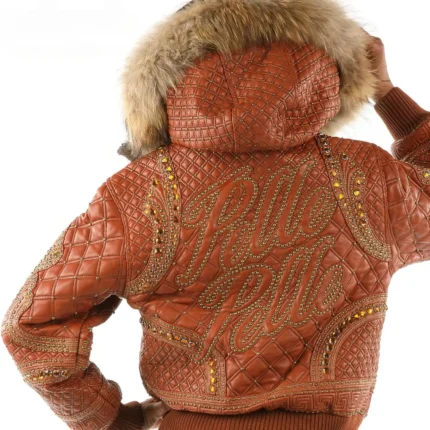 Pelle Pelle Encrusted Brown Stud Jacket – 100% Genuine Authentic Authentic Pelle Pelle Brown Studded Leather Jacket Pelle Pelle Original Encrusted Stud Jacket in Brown