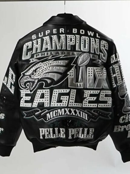 Pelle Pelle Super Bowl LIX Philadelphia Eagles Leather Jacket Front View