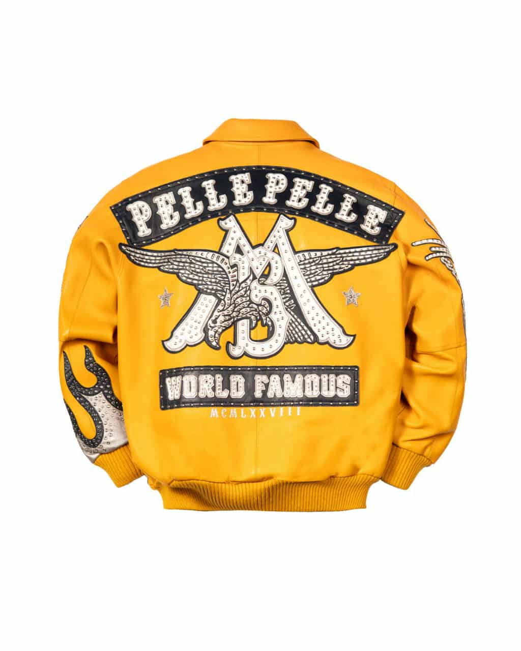 Pelle Pelle | World Famous Yellow Pelle Pelle Jacket World Famous Yellow Pelle Pelle Jacket – Premium Yellow Leather Streetwear Design with Signature Embroidery
