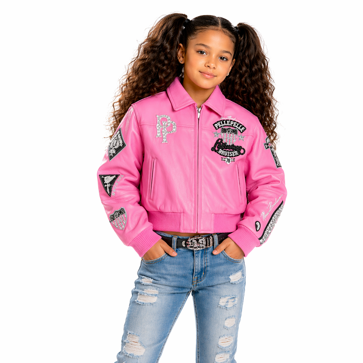 Pelle Pelle Kids Girls American Bruiser Pink Jacket