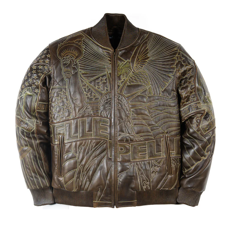 Pelle Pelle America Quilted Brown Leather Jacket
